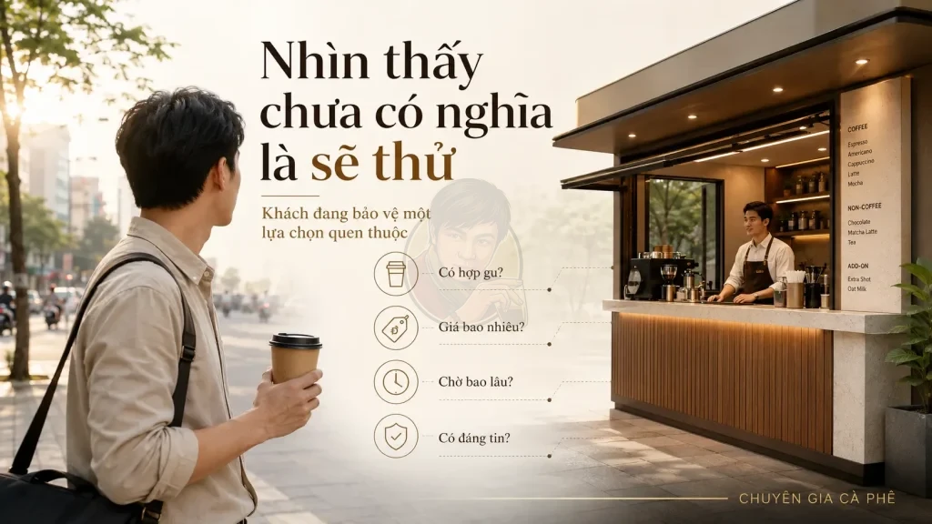 Rào cản tâm lý khiến khách hàng không thử một quán cà phê Take Away mới.
