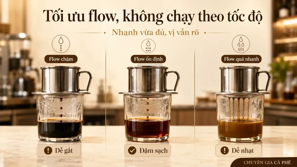 Tối ưu flow phin để pha cà phê nhanh hơn nhưng vẫn giữ hương vị.