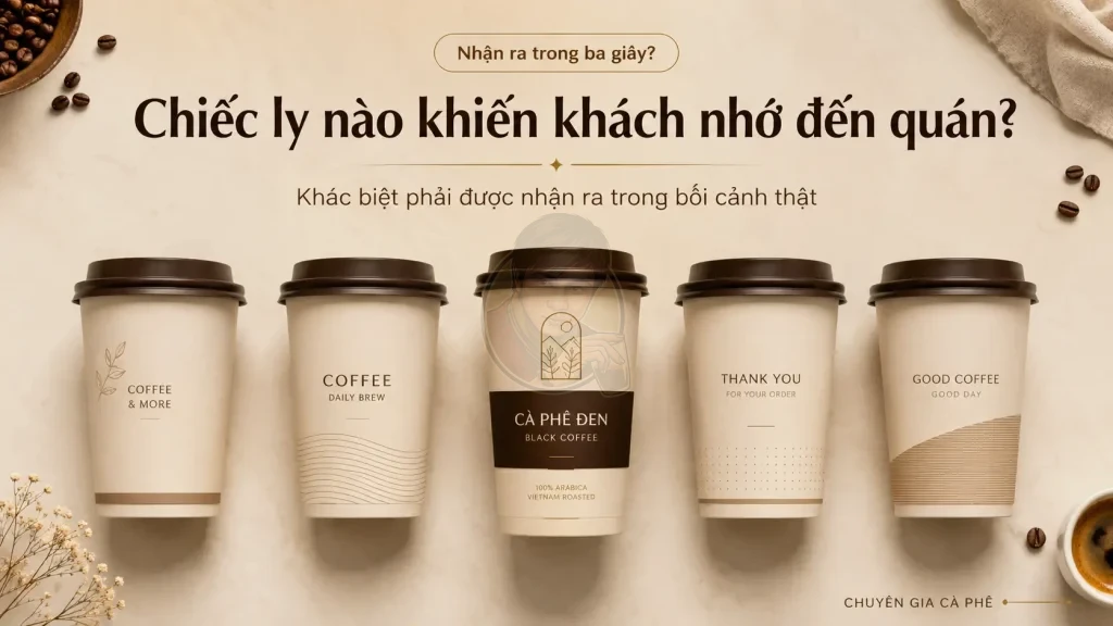 Bài kiểm tra khả năng nhận diện bao bì ly cà phê Take Away giữa nhiều thương hiệu.