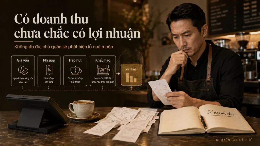 Chủ quán cà phê không biết mình đang lỗ vì chỉ theo dõi doanh thu mà bỏ sót chi phí và dòng tiền.