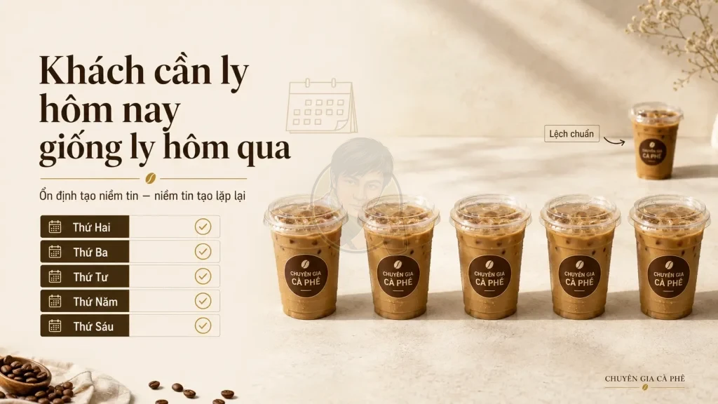 Sự ổn định chất lượng giúp khách hàng quay lại mua cà phê mỗi ngày.