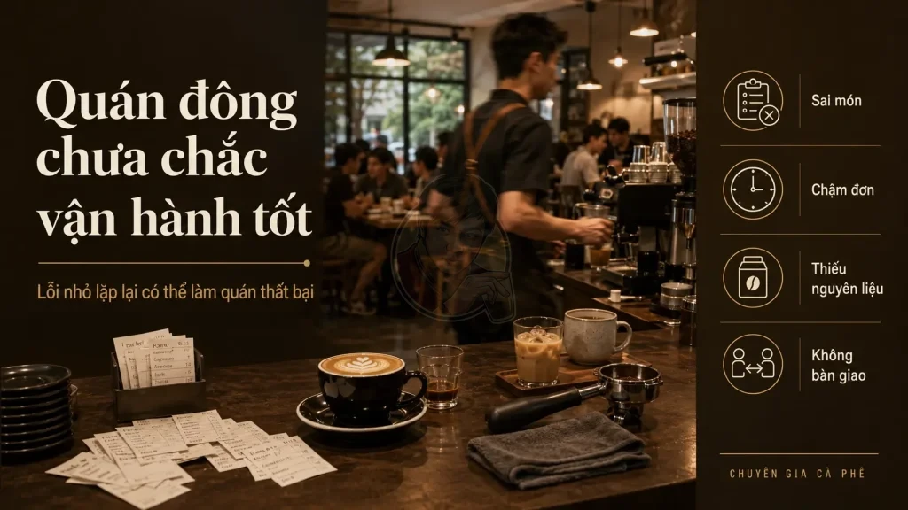 Vận hành quán cà phê kém khiến quán đông khách nhưng dễ rối quy trình và mất chất lượng.