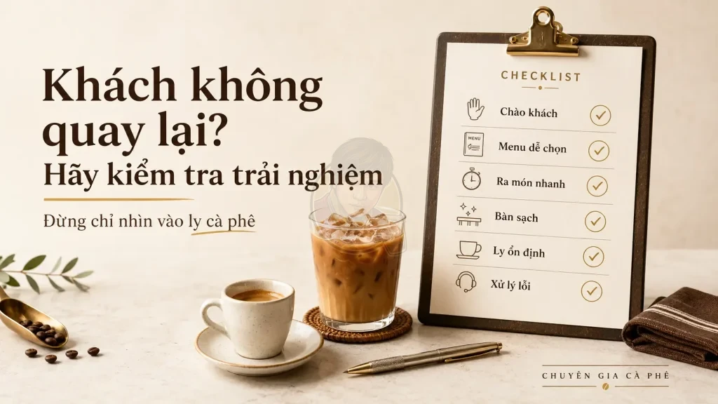 Checklist trải nghiệm khách hàng quán cà phê giúp chủ quán tăng tỷ lệ khách quay lại.