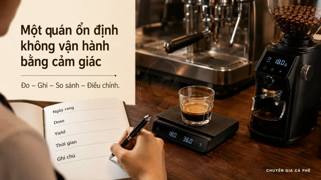 Ghi nhật ký chiết xuất để kiểm soát chất lượng cà phê ổn định.
