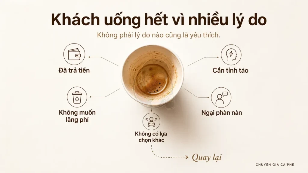 Những lý do khách uống hết cà phê nhưng không quay lại quán.