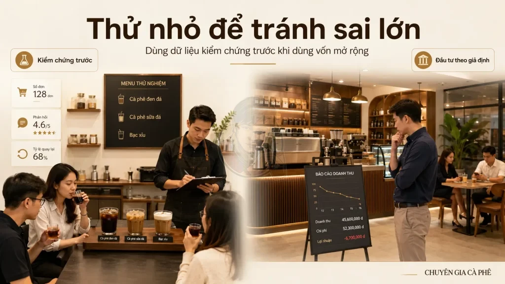 Thử nghiệm mô hình cà phê Take Away trước khi đầu tư mặt bằng và thiết bị lớn.