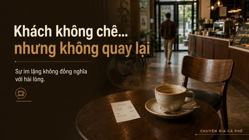 Silent churn trong quán cà phê khi khách rời đi mà không phàn nàn.