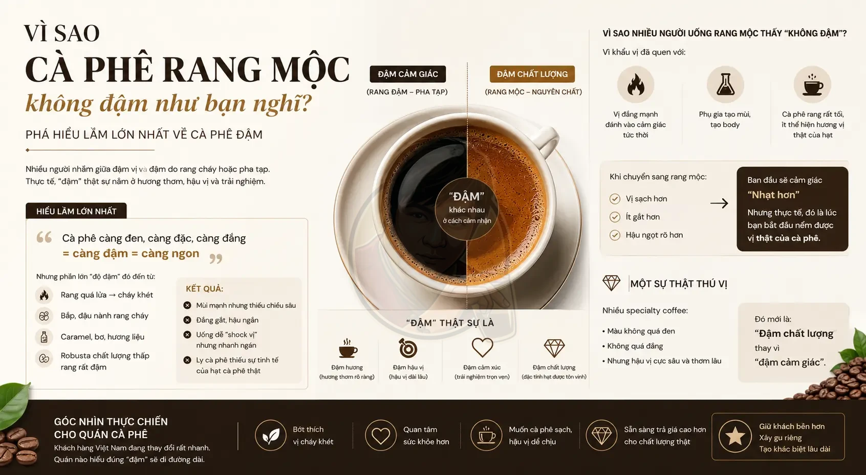 Cà phê rang mộc có đậm không? Phá hiểu lầm lớn nhất về cà phê đậm.