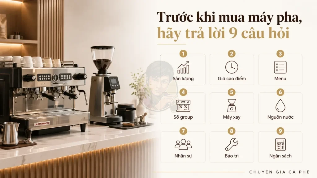 Checklist chọn máy pha cà phê cho quán.