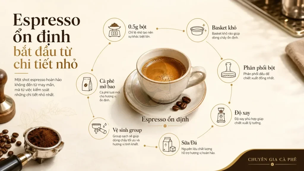 Các chi tiết nhỏ ảnh hưởng đến espresso
