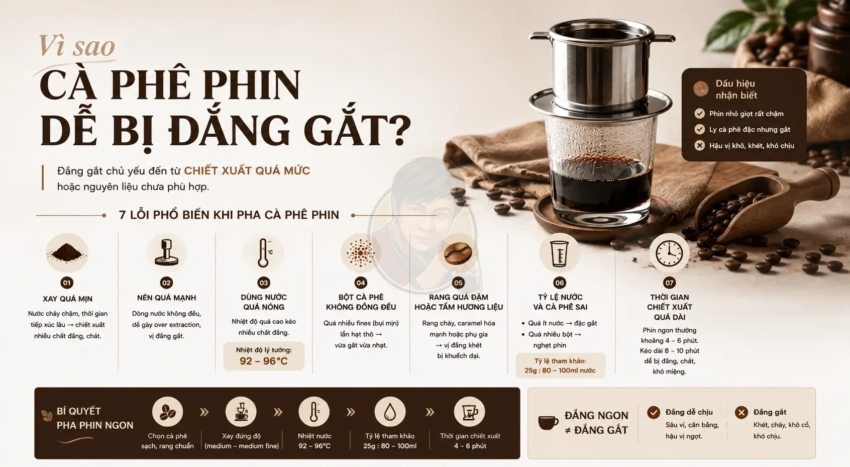 Vì sao pha phin bị đắng gắt? Lỗi phổ biến cần tránh.