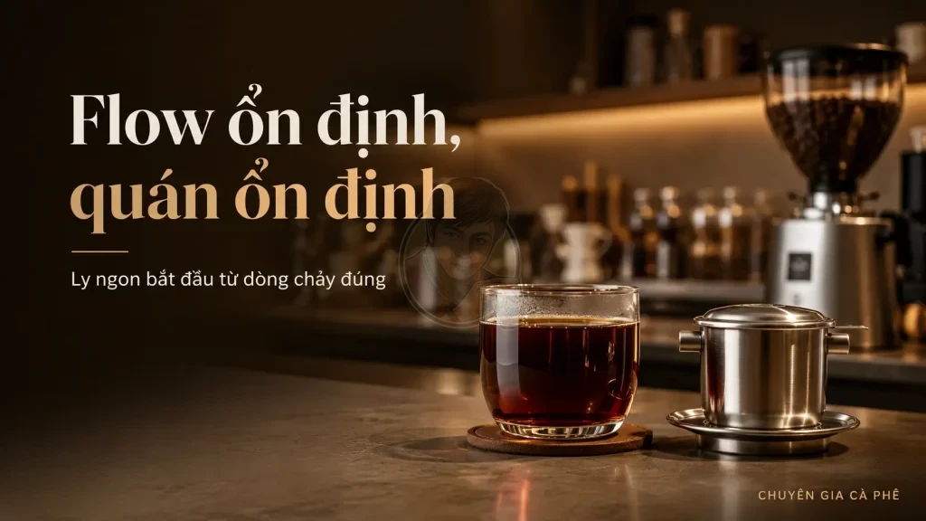 Dòng chảy phin ổn định giúp quán cà phê giữ chất lượng ly cà phê phin.