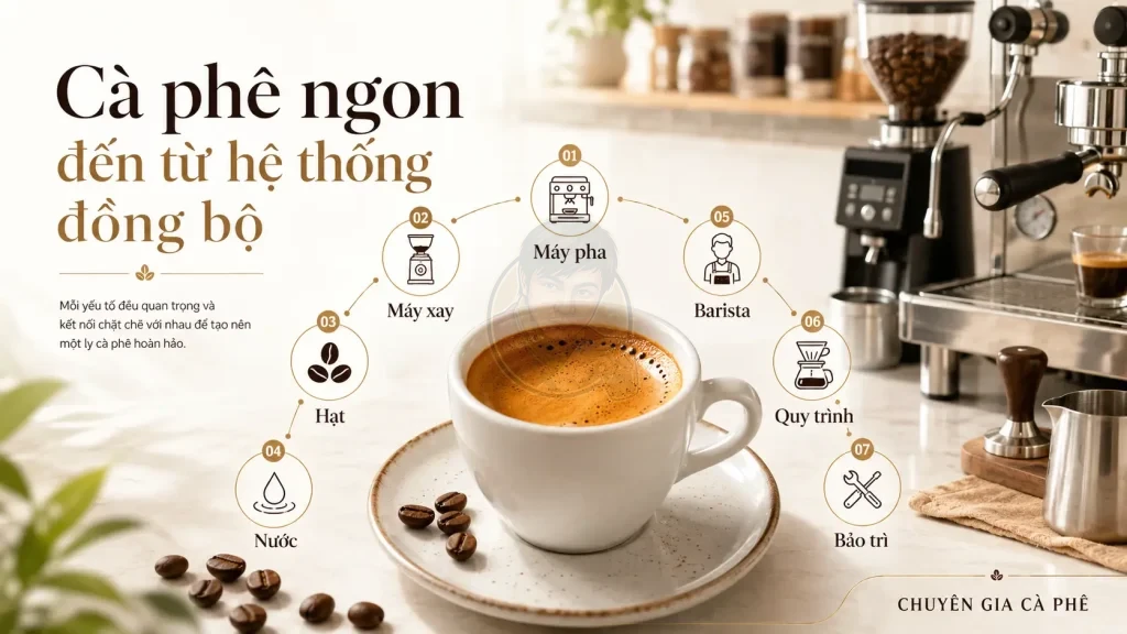 Cà phê ngon và ổn định đến từ hệ thống pha chế đồng bộ