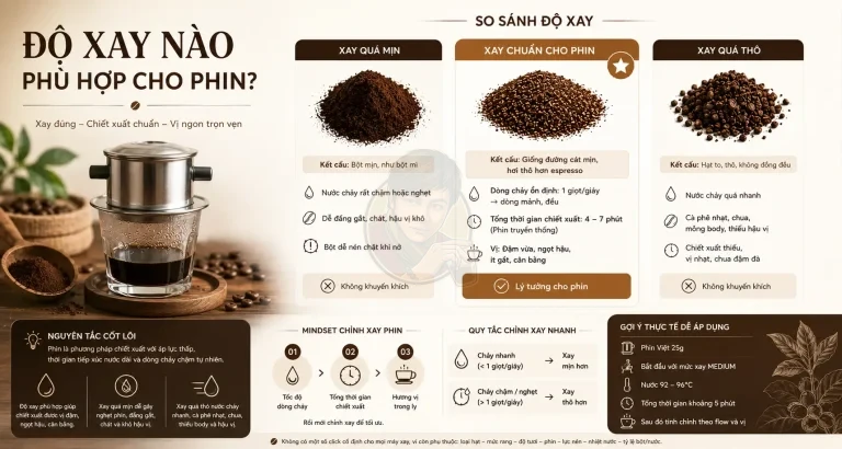 Độ xay cà phê phin: Grind size nào phù hợp?