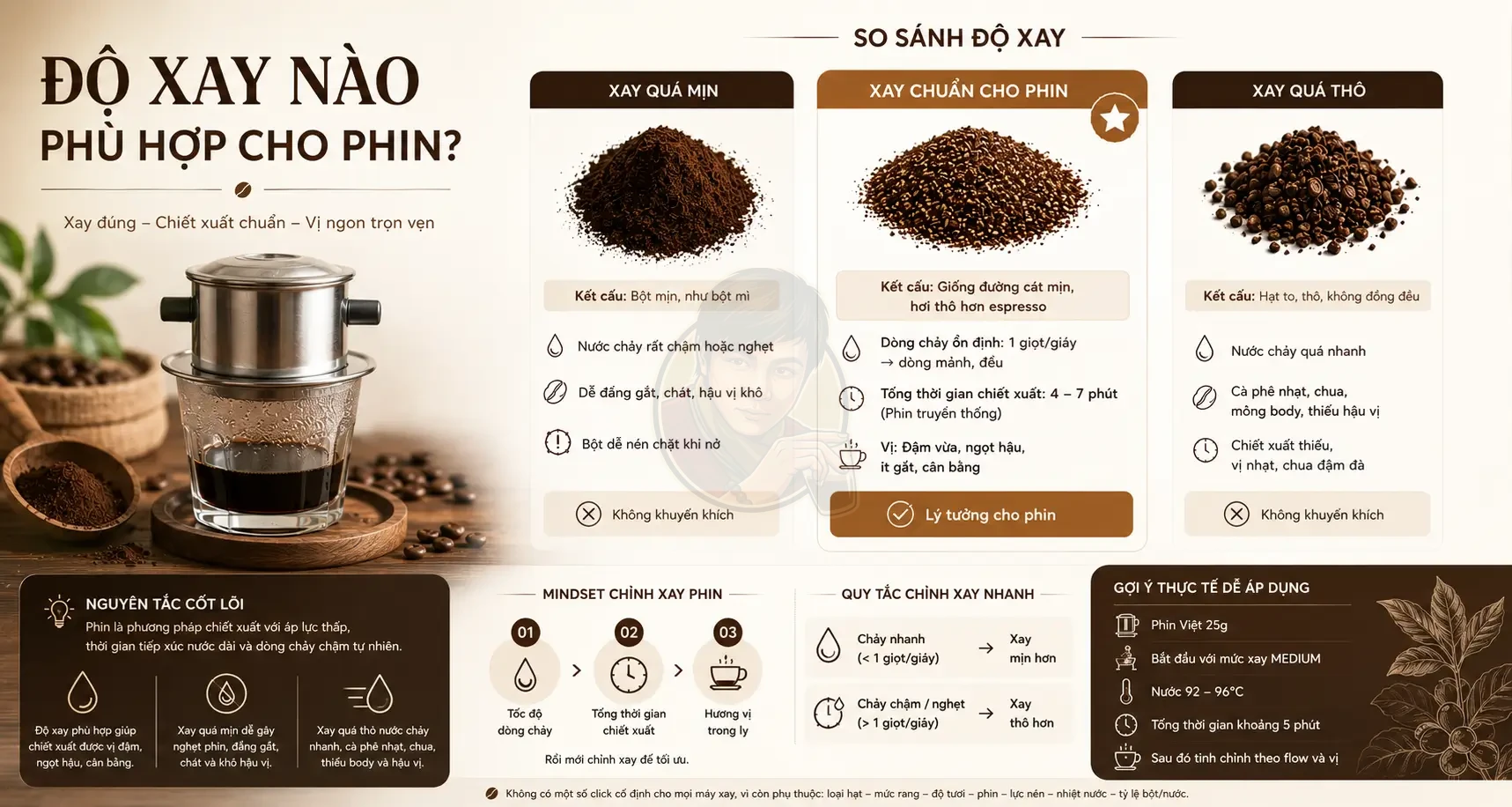 Độ xay cà phê phin: Grind size nào phù hợp?