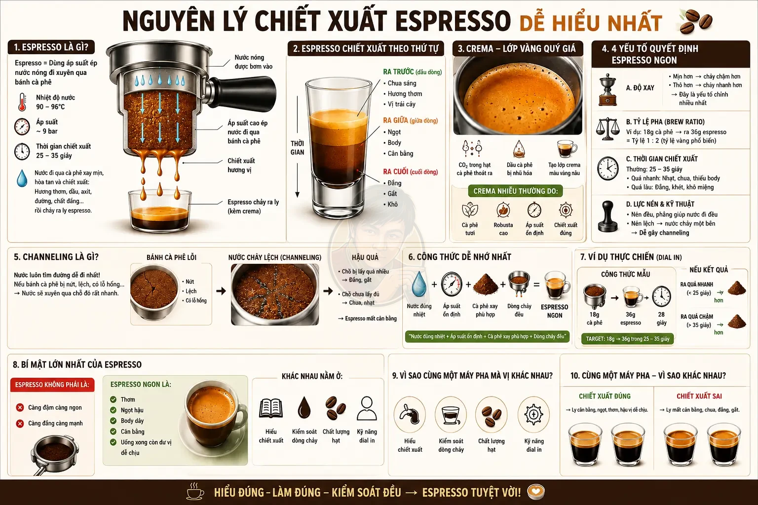 Nguyên lý chiết xuất espresso dễ hiểu nhất: Áp suất – nhiệt độ – thời gian