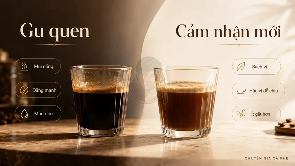 Người mới thường nhầm cà phê rang mộc khác gu với cà phê kém chất lượng.