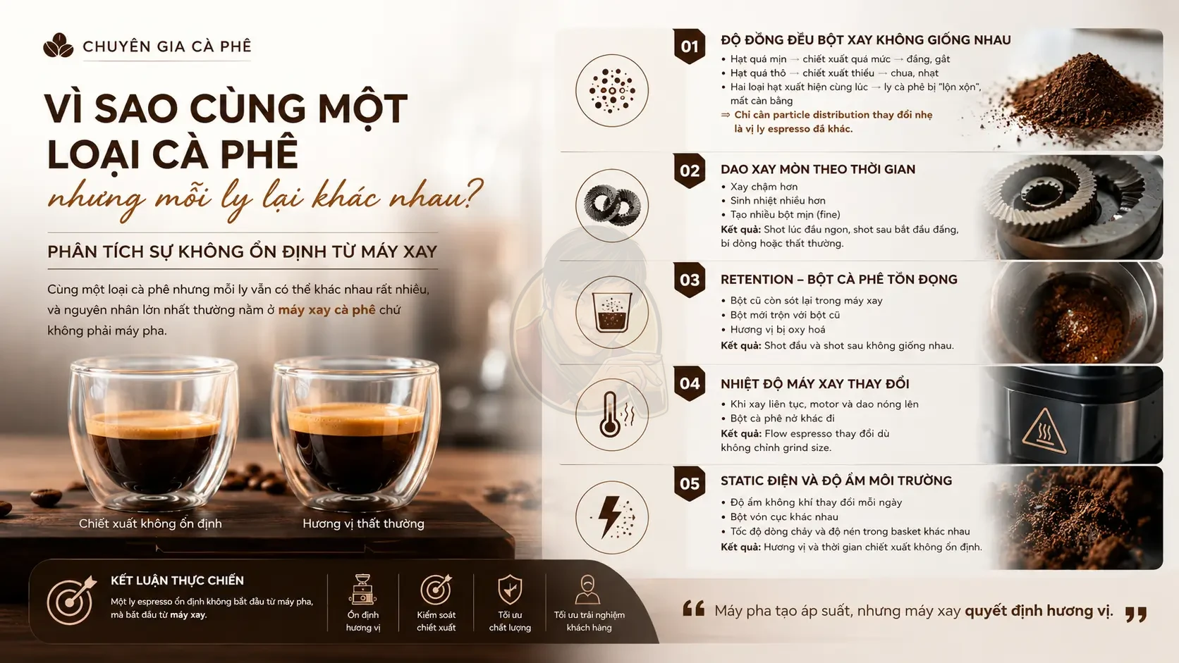 Vì sao cùng một loại cà phê nhưng mỗi ly lại khác nhau?