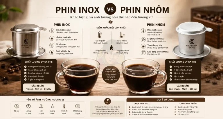 Phin inox vs nhôm: khác biệt gì khi pha cà phê?