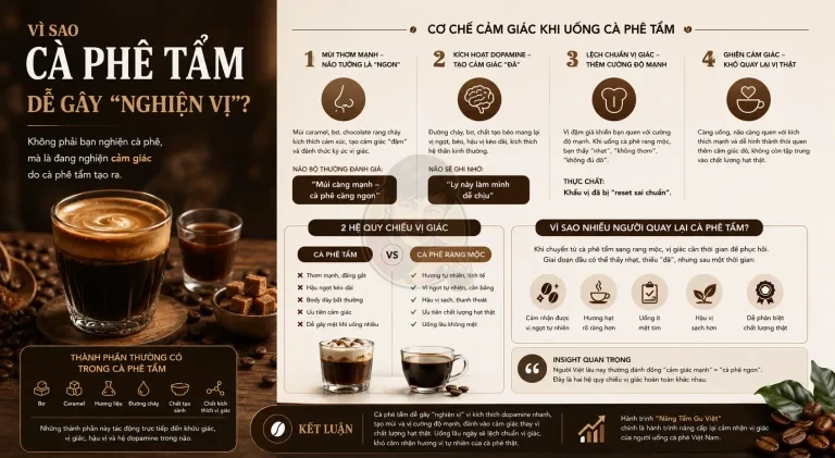 Vì sao cà phê tẩm dễ gây “nghiện vị”?