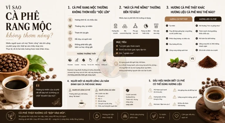 Vì sao cà phê rang mộc không thơm nồng?