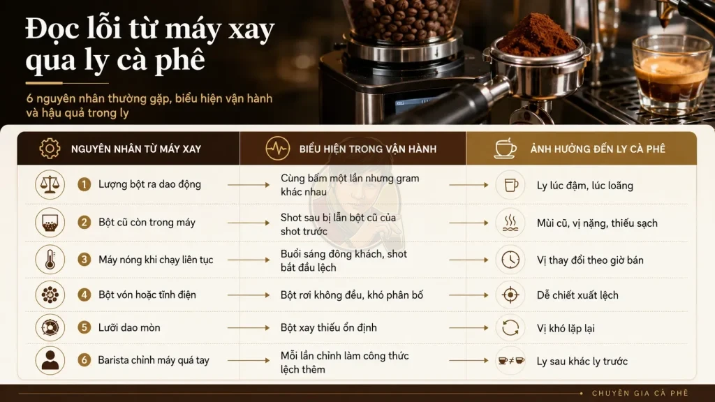 Sự không ổn định xuất phát từ máy xay.