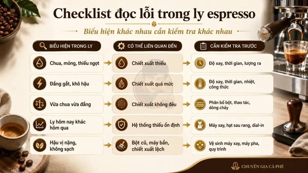 Truy ngược khi ly cà phê có vấn đề.
