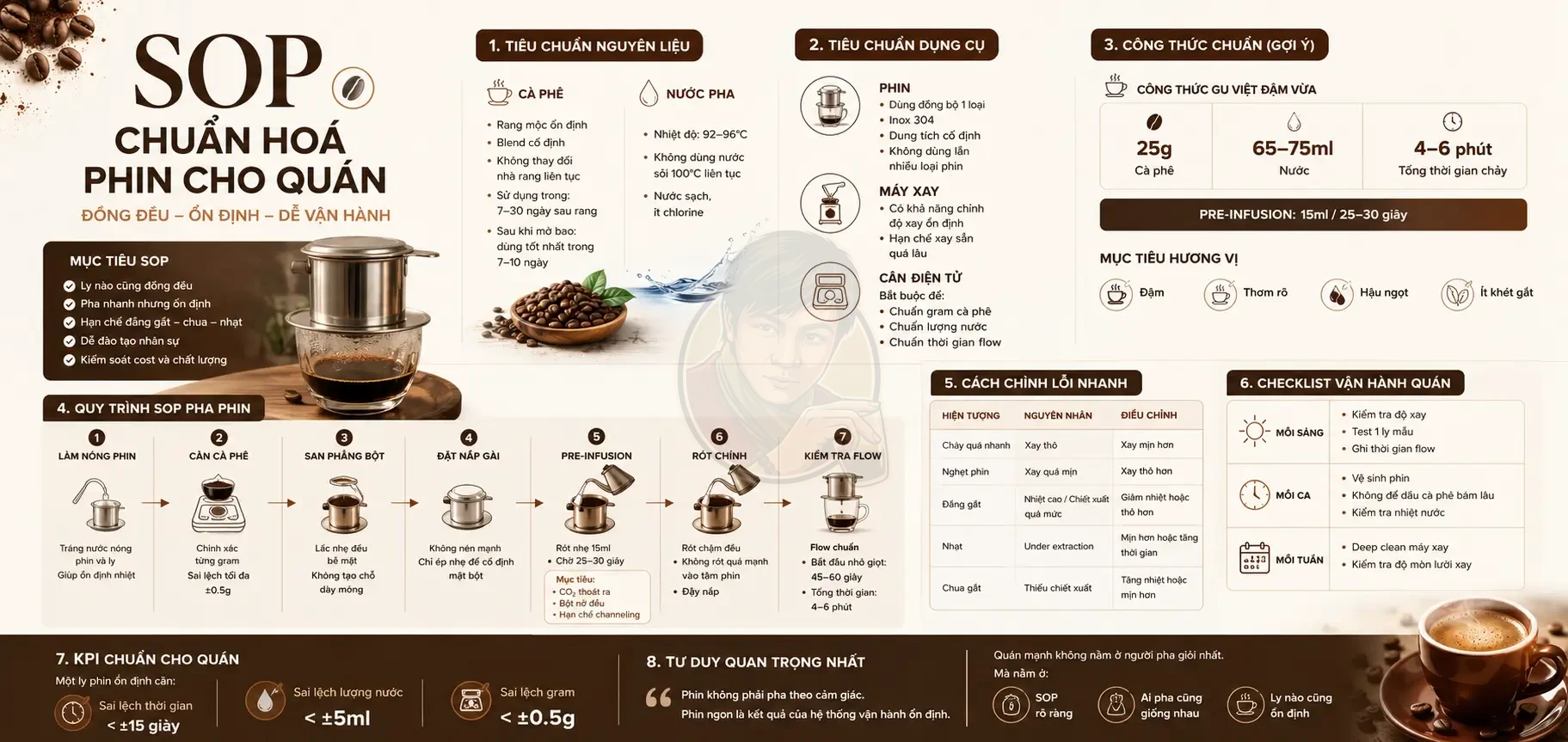 SOP pha phin giúp vận hành ổn định hơn – Chuẩn hoá phin cho quán.