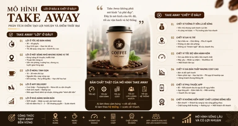 Mô hình cà phê Take Away: Lời ở đâu và chết ở đâu?