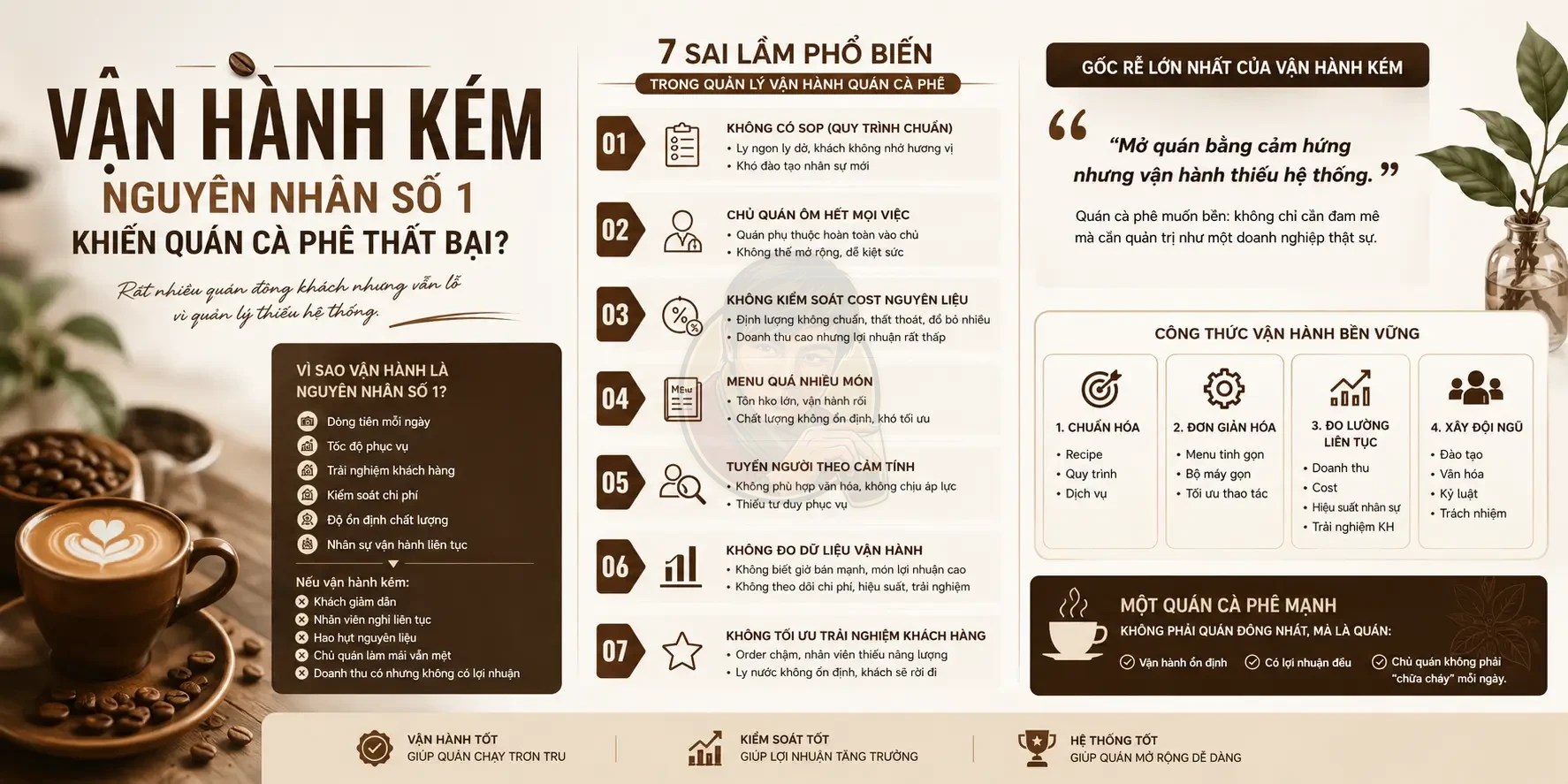 Vận hành quán cà phê kém – nguyên nhân chính khiến quán thất bại.