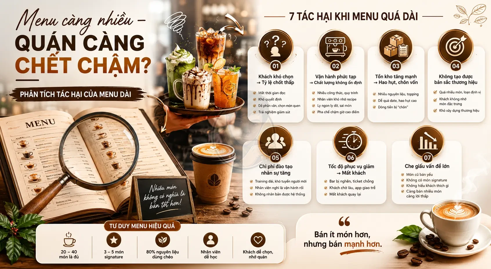 Menu quán cà phê quá dài – Quán càng dễ chết chậm?