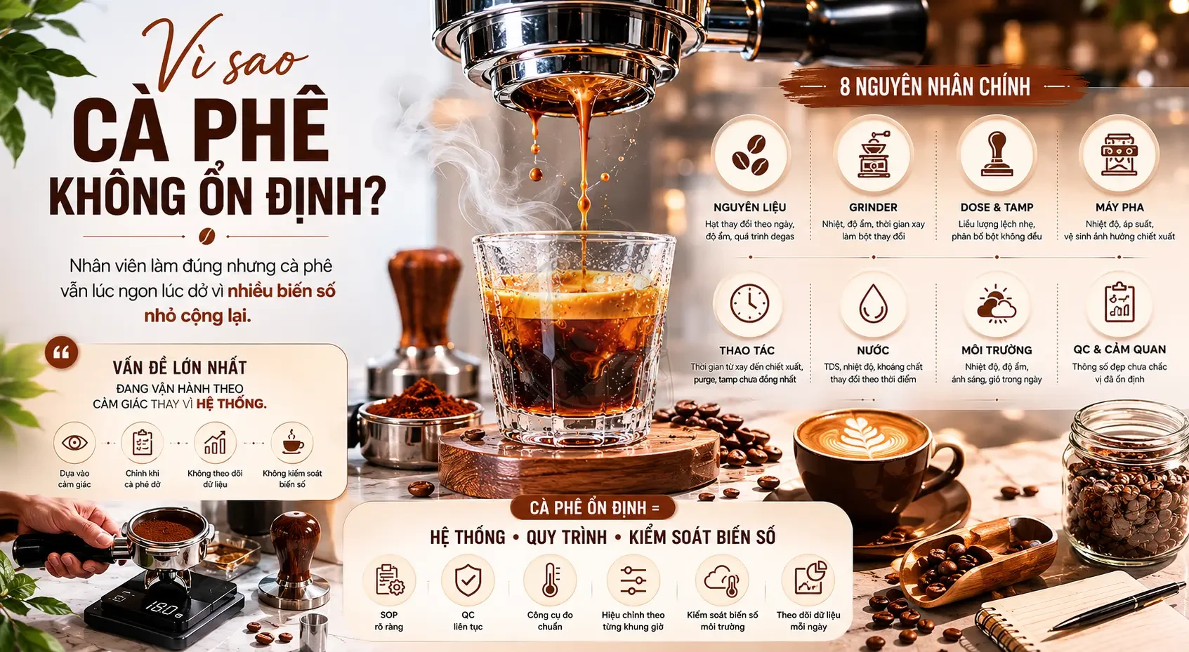 Thiếu hệ thống vận hành quán cà phê – Dù nhân viên làm đúng nhưng vị vẫn lệch.