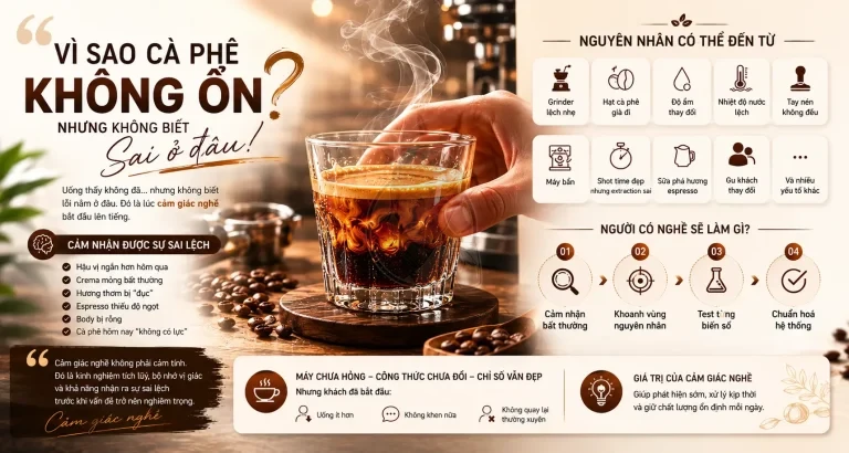 Cảm giác nghề khi pha cà phê: Biết sai nhưng chưa rõ lỗi.