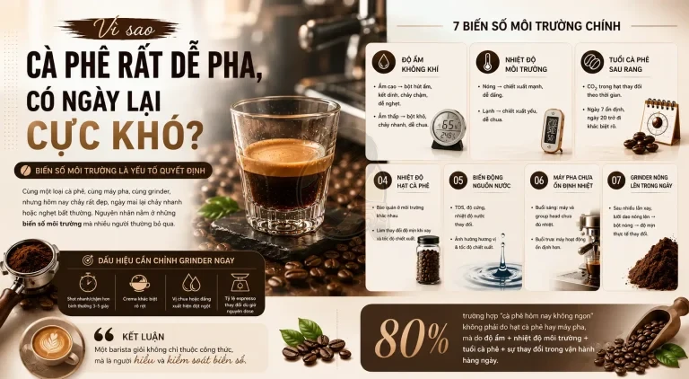 Biến số môi trường khi pha cà phê: Vì sao có ngày dễ, ngày khó?