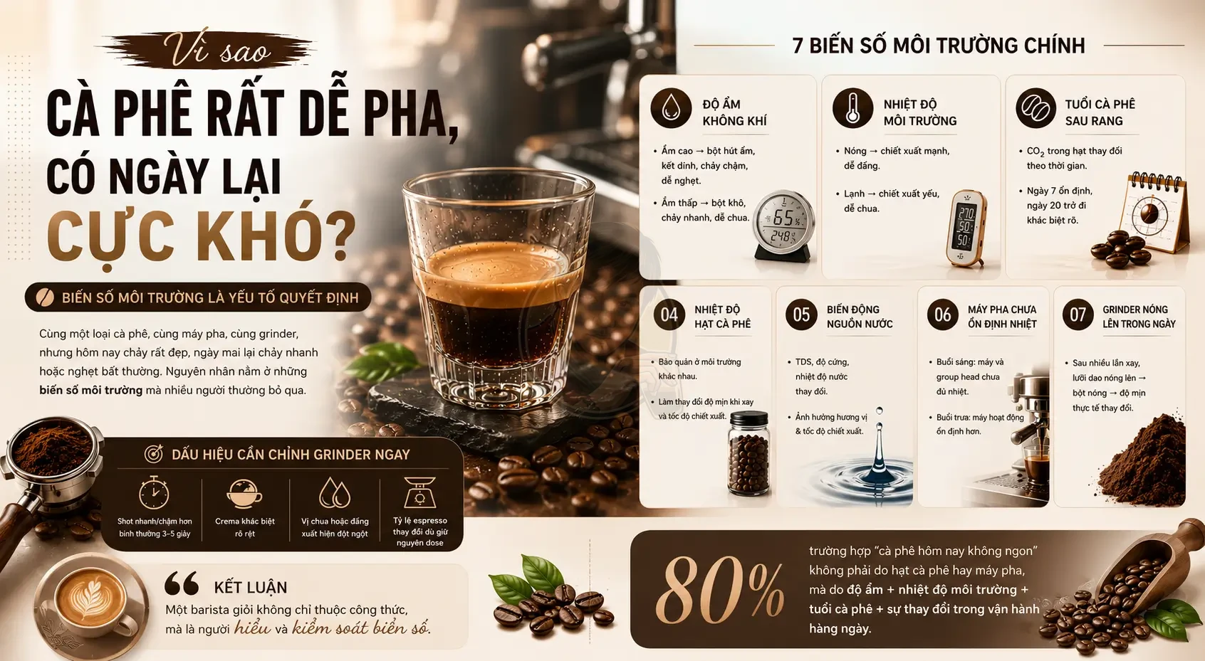 Biến số môi trường khi pha cà phê: Vì sao có ngày dễ, ngày khó?