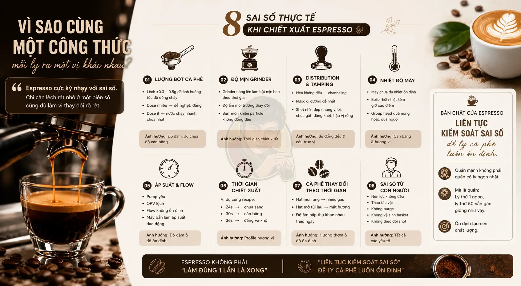 Sai số khi pha cà phê: Vì sao cùng công thức vẫn khác vị?