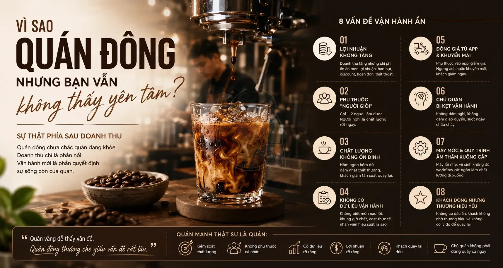 Những vấn đề vận hành ẩn trong quán cà phê đông khách.
